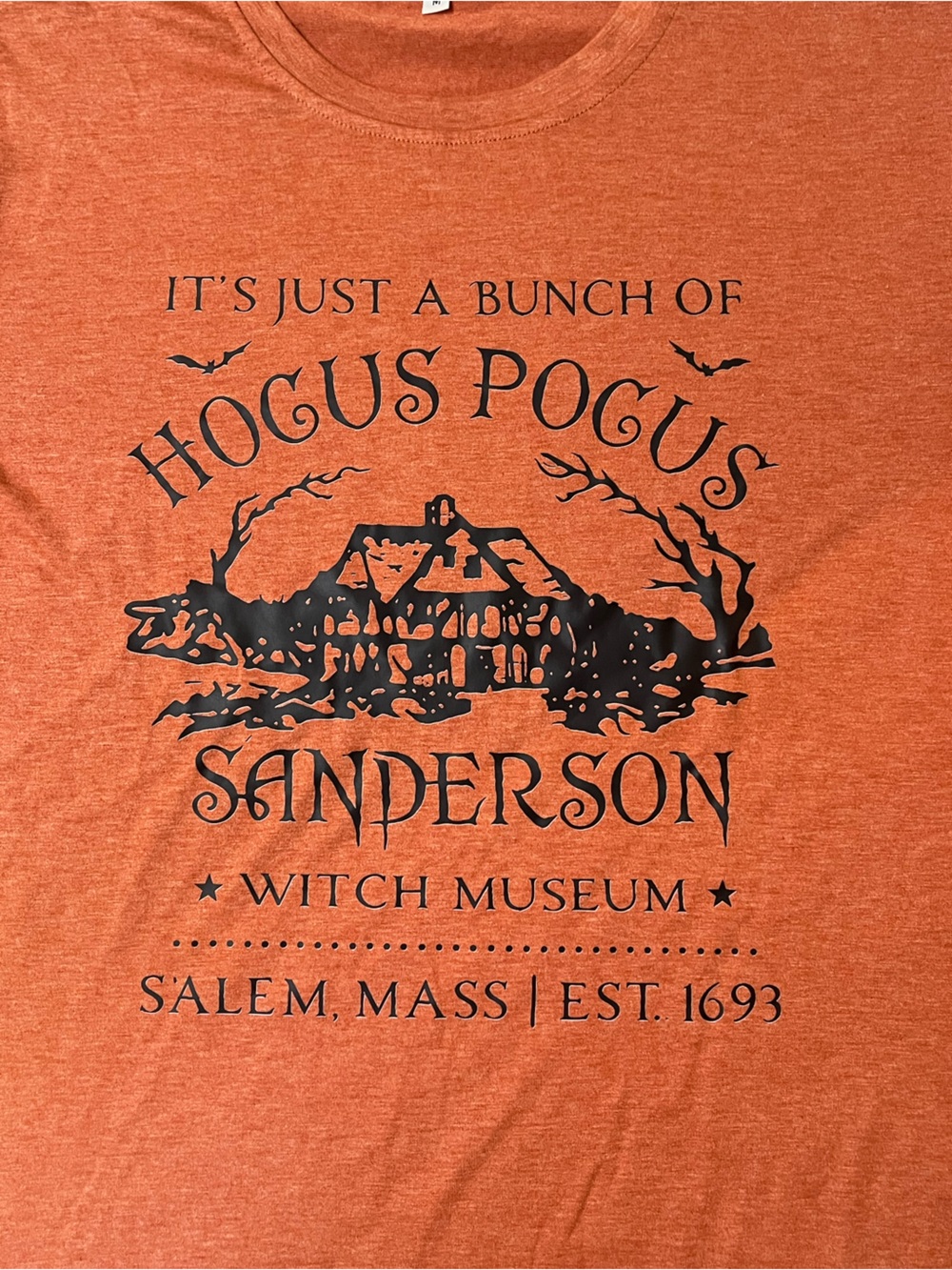 Hocus Pocus Graphic Short Sleeve Tee Orange and Black, Sanderson Museum, M
